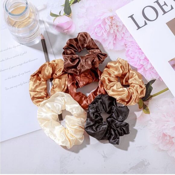 Silky neutral Hair Scrunchies  - Picture 1 of 4